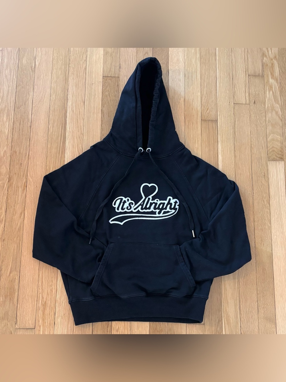 Rare Ami Paris Hoodie It’s Alright Script Embroidered Black Men’s Small Womens L